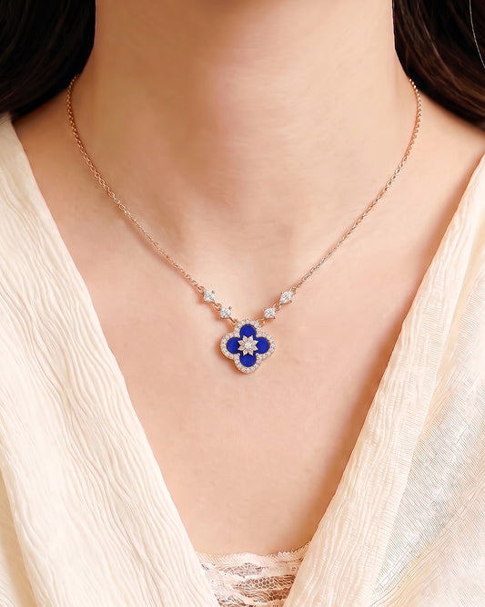 Blue Lapis-Clover Necklace