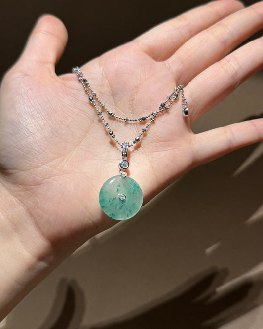 飘花平安扣【含项链】(Green Peace Circle Necklace)
