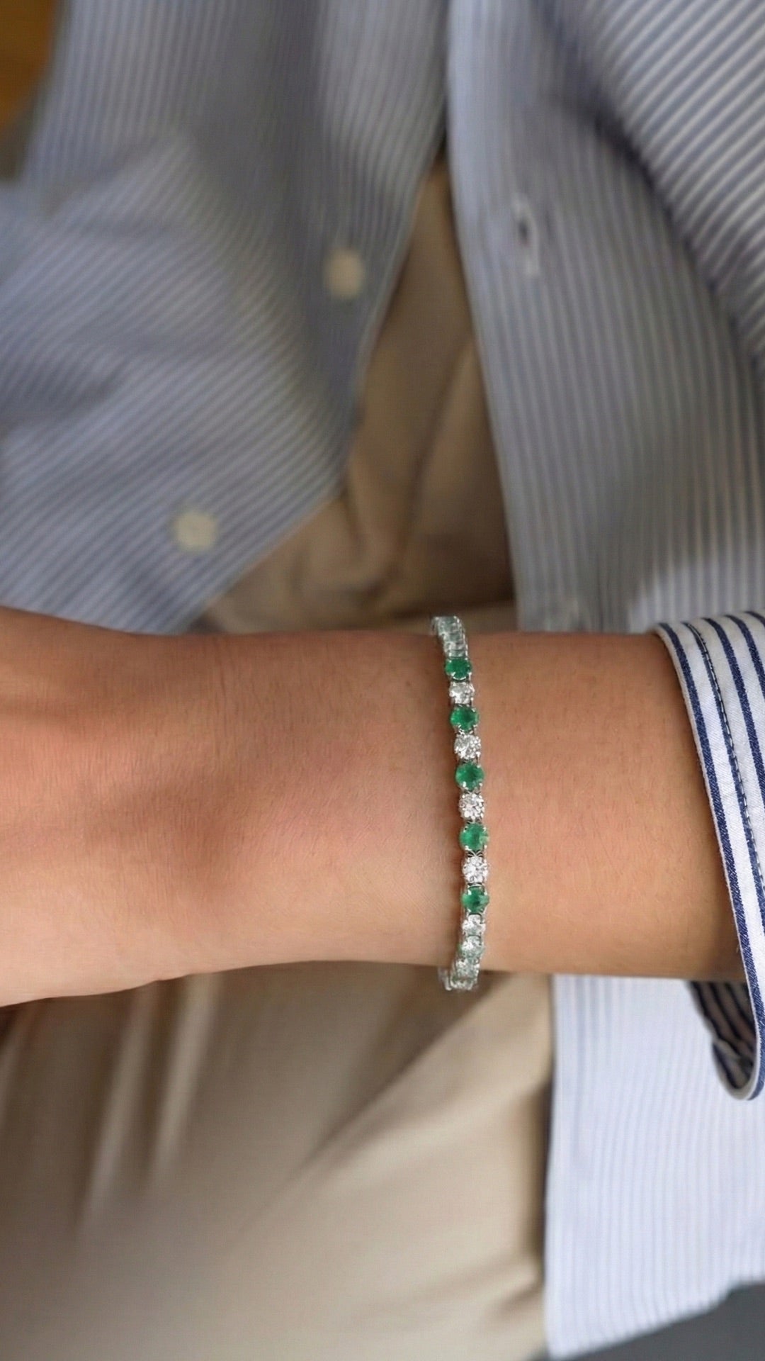 绿翡翠网球手链|Emerald Path Jadeite Tennis Bracelet
