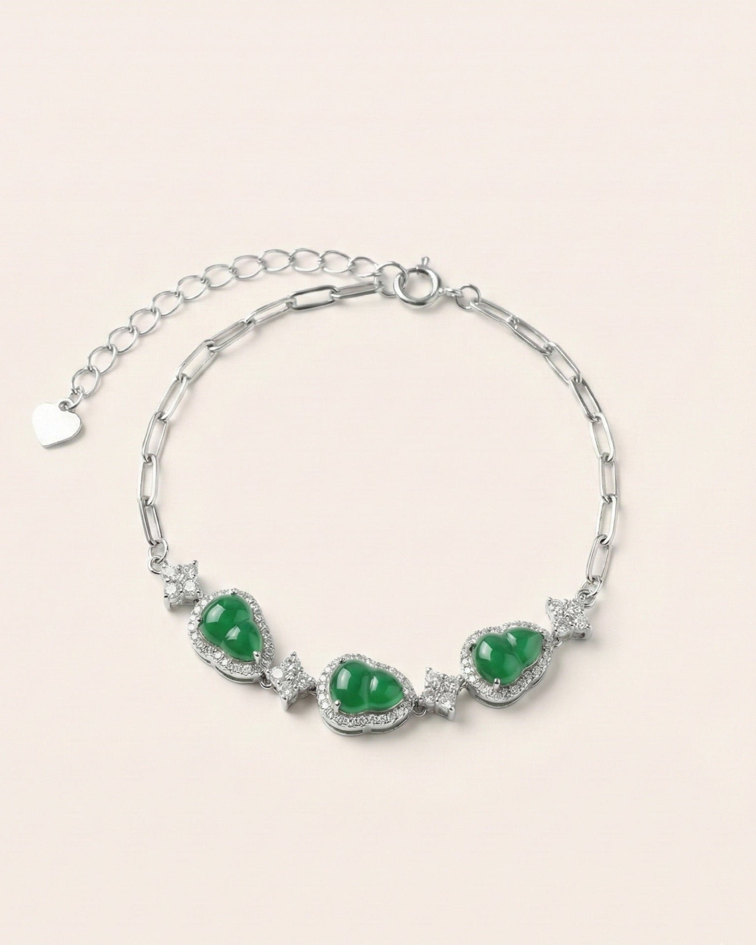 三福阳绿翡翠手链｜Triple Blessing Green Gourd Bracelet – Cui&Co