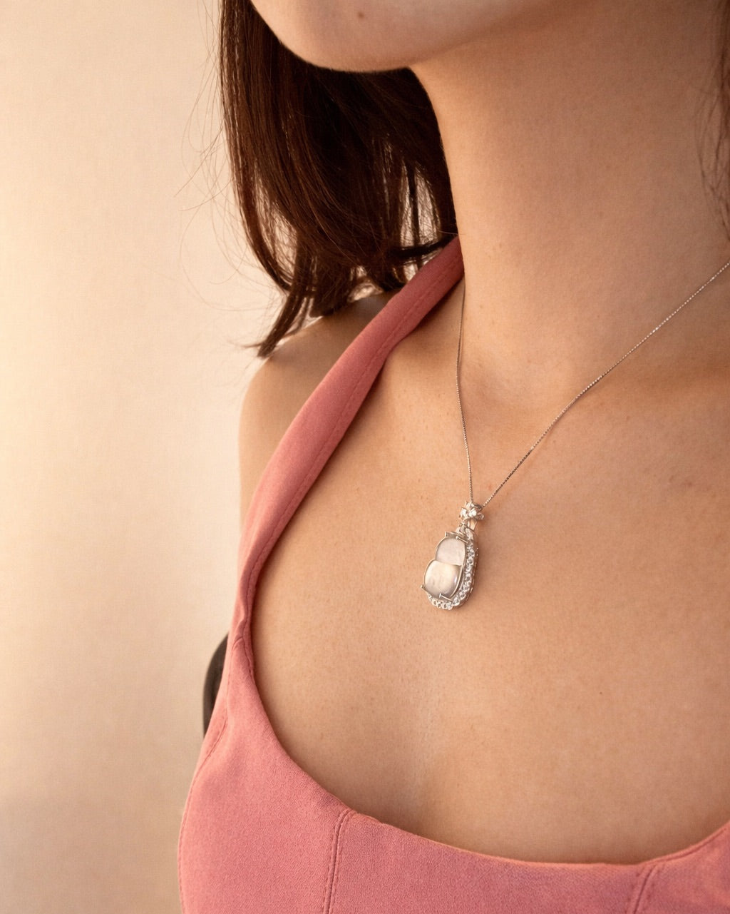 炸光冰大葫芦|Aqua White Gourd Necklace