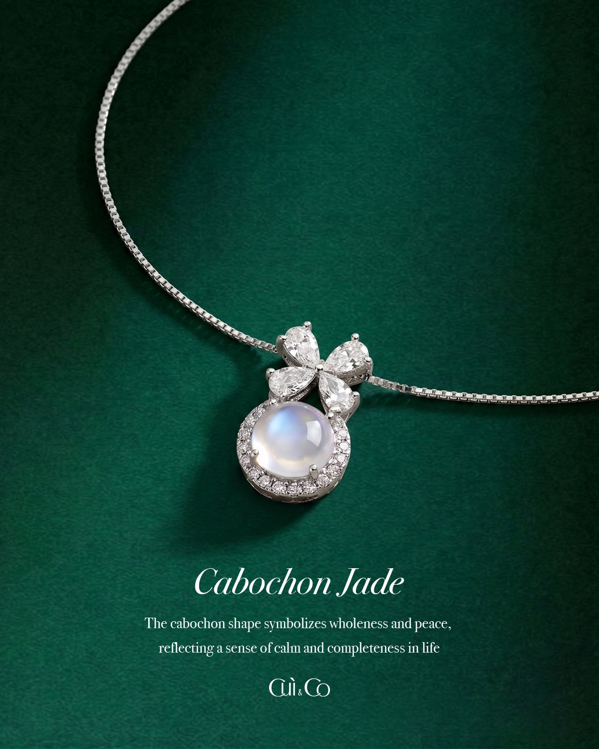 蝴蝶扣蛋面| Aqua Butterfly Serenity Necklace