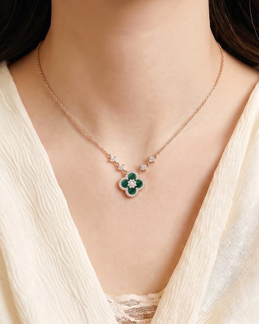 Malachite-Clover Necklace