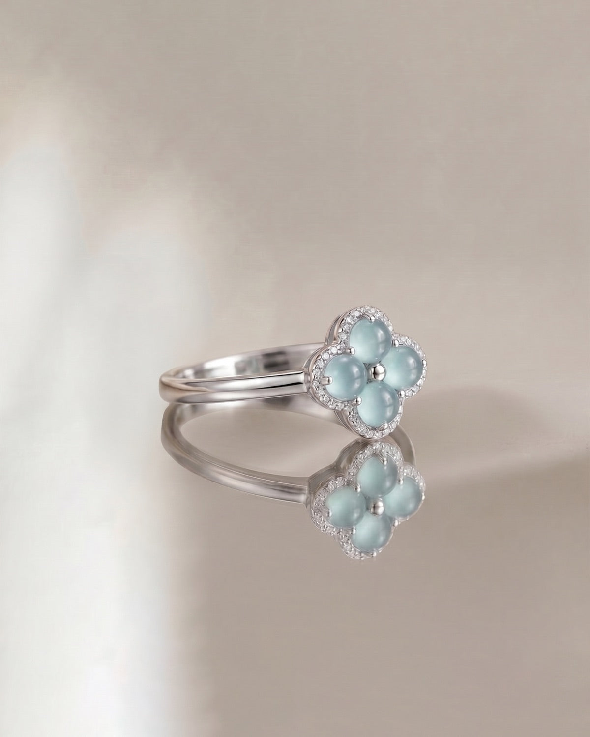 四叶.冰蓝翡翠|Quatrefoil Wish Jade Ring
