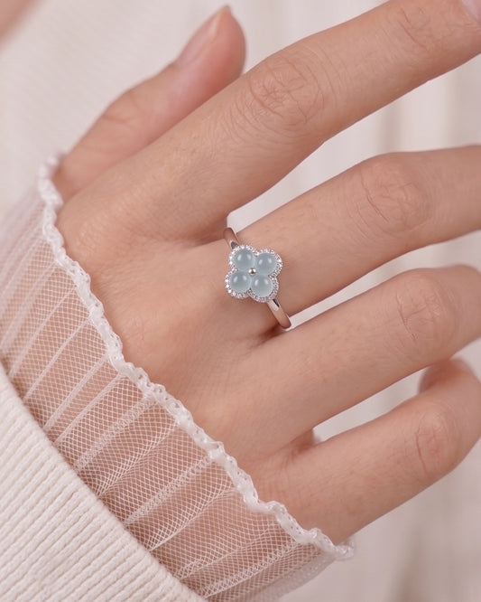四叶.冰蓝翡翠|Quatrefoil Wish Jade Ring