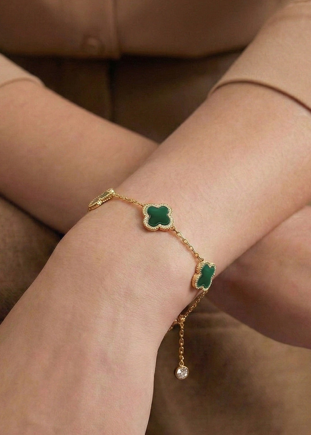 双面翡翠绿叶草|Dual-Sided Clover Bracelet