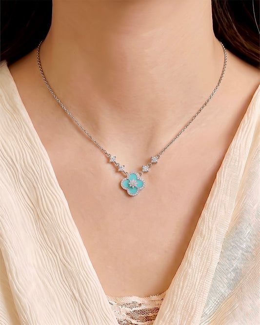 Tiffany Blue -Clover Necklace