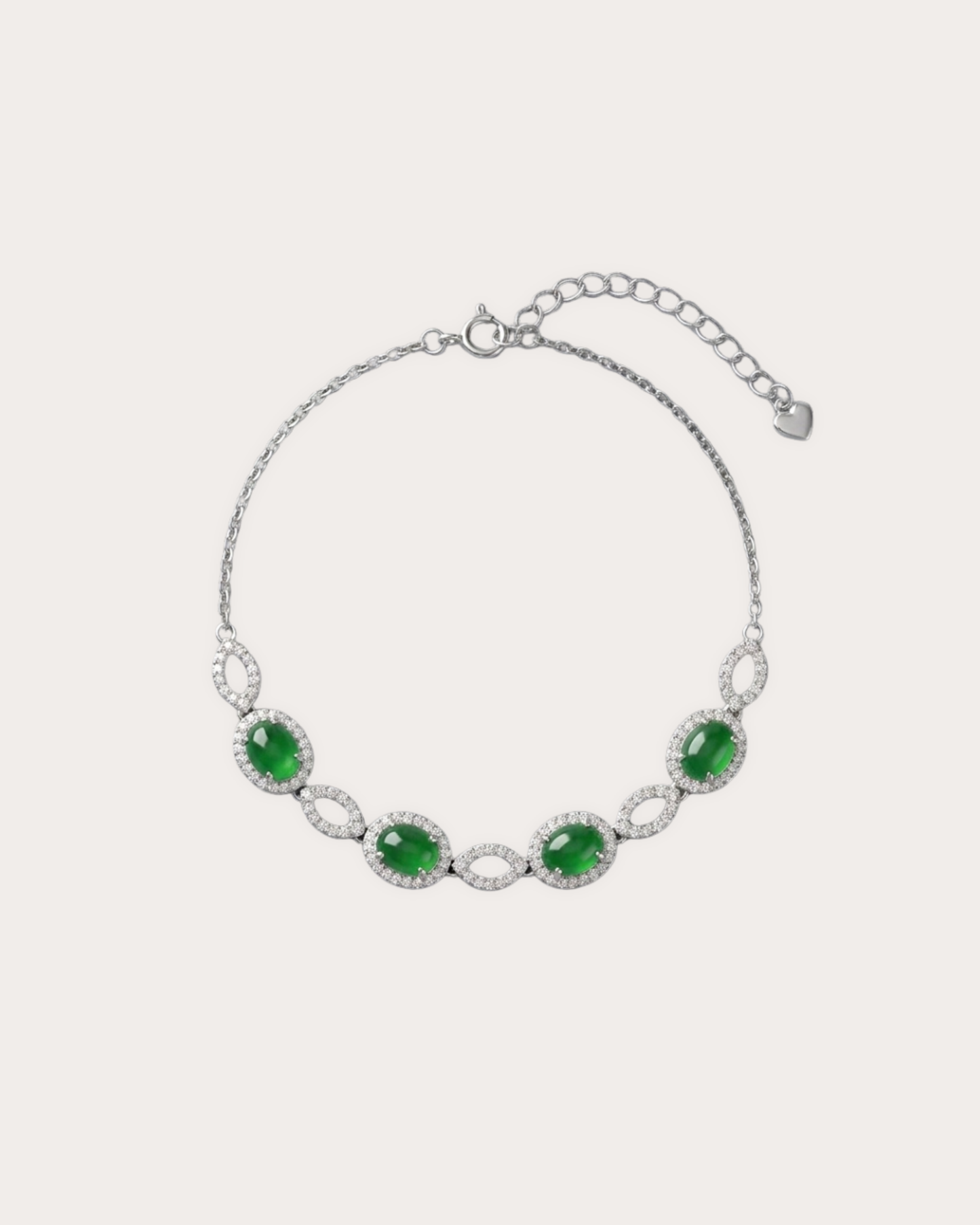 冰阳绿蛋面翡翠手链|Icy Imperial Green Cabochon Jade Bracelet