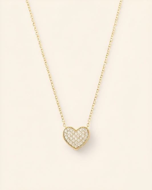 Ivory Heart Nacre Necklace - Gold
