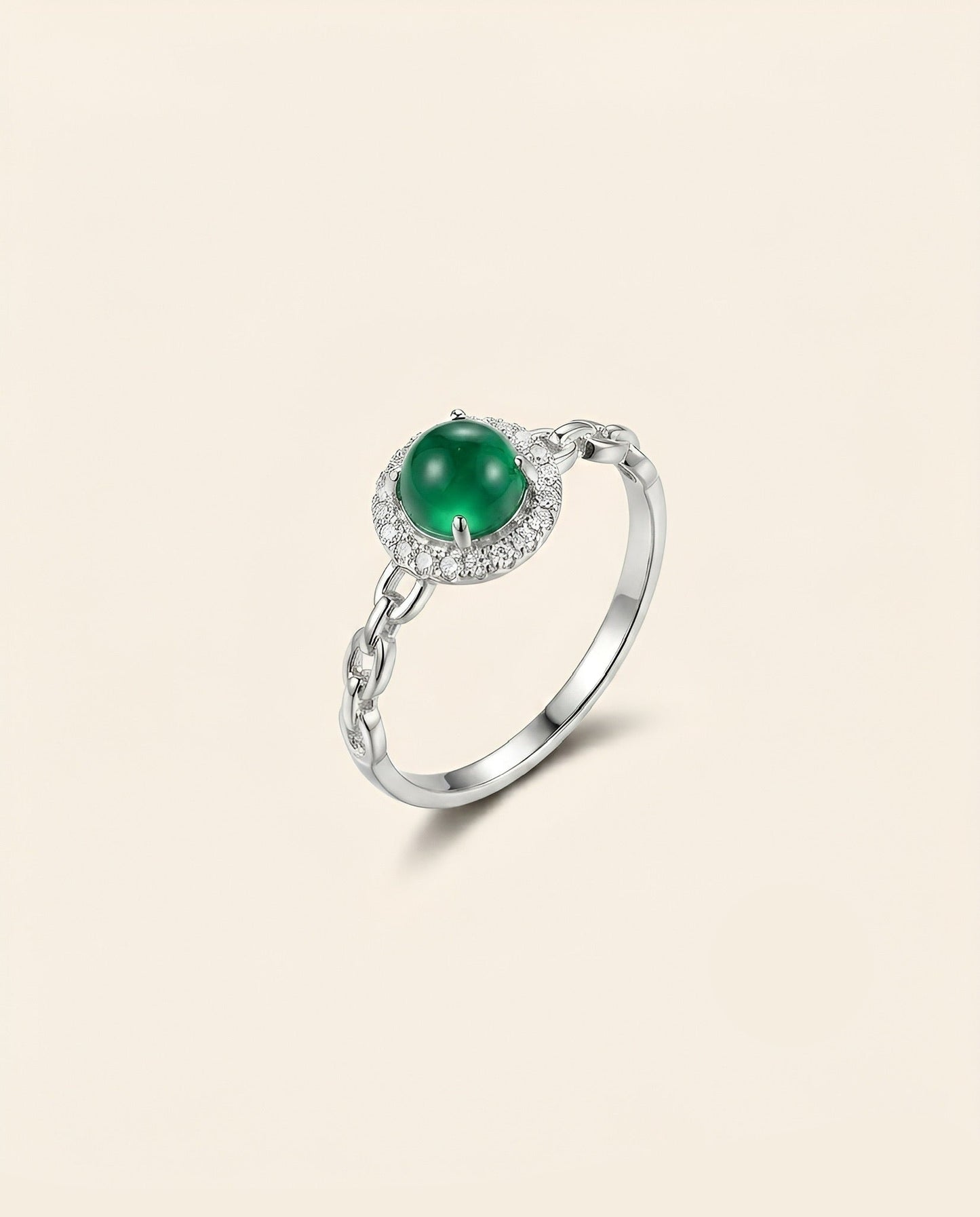 冰阳绿翡翠|Linked Halo Jade Ring