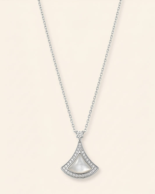 Serena Fan Necklace- Silver