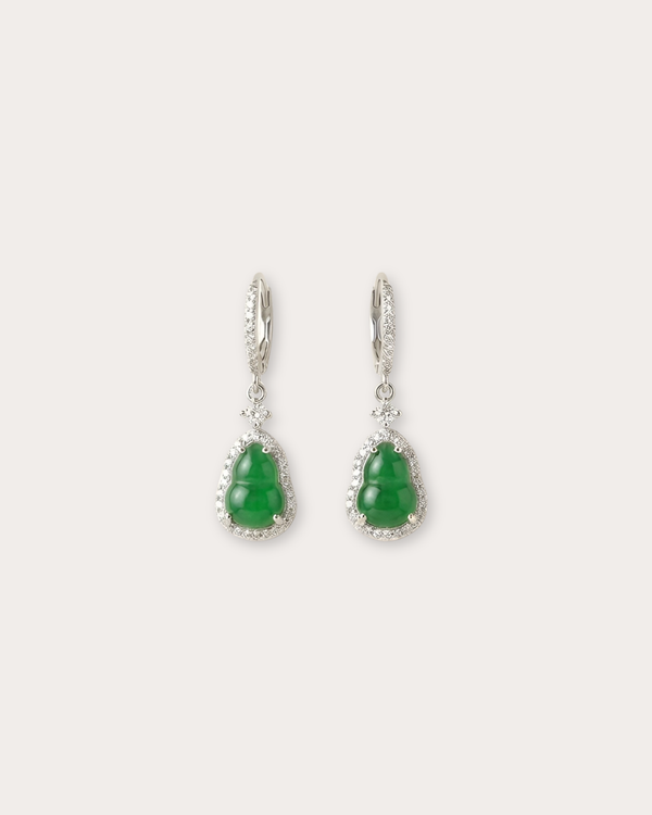 阳绿葫芦翡翠耳钉｜Emerald Fortune Gourd Earrings