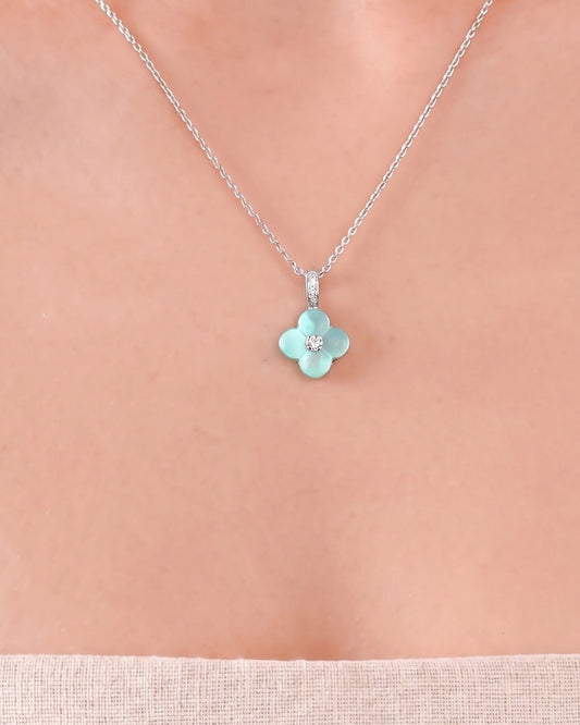 Blossom Necklace -Celeste Blue Mother of Pearl