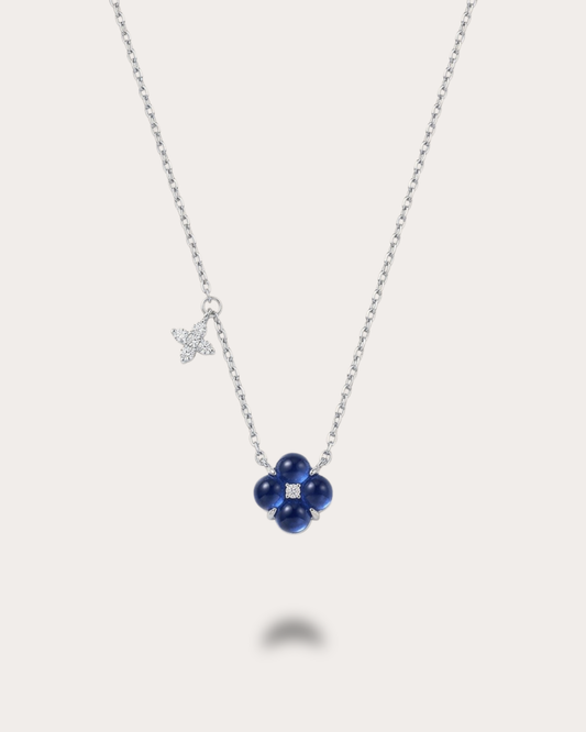 Bloom Rosette Necklace – Cobalt Blue
