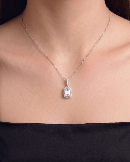 White Crystal Cube Necklace
