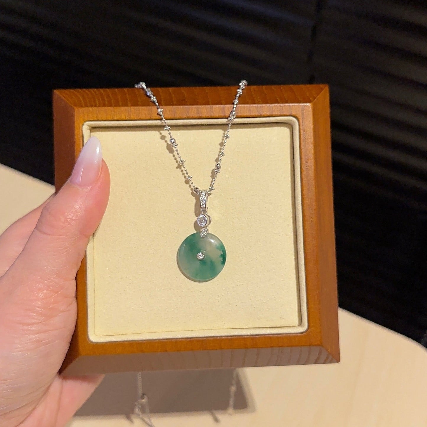 飘花平安扣【含项链】（Green Peace Circle Necklace）
