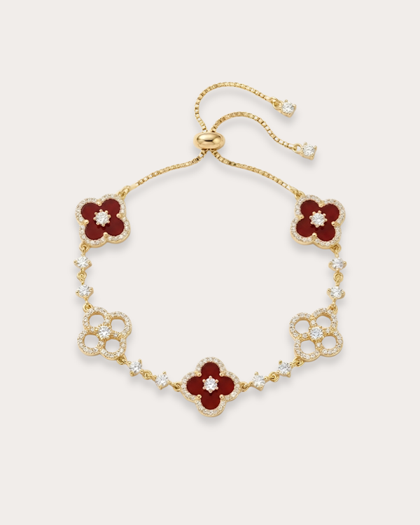 红玉髓四叶草手链｜Crimson Agate-Clover Bracelet