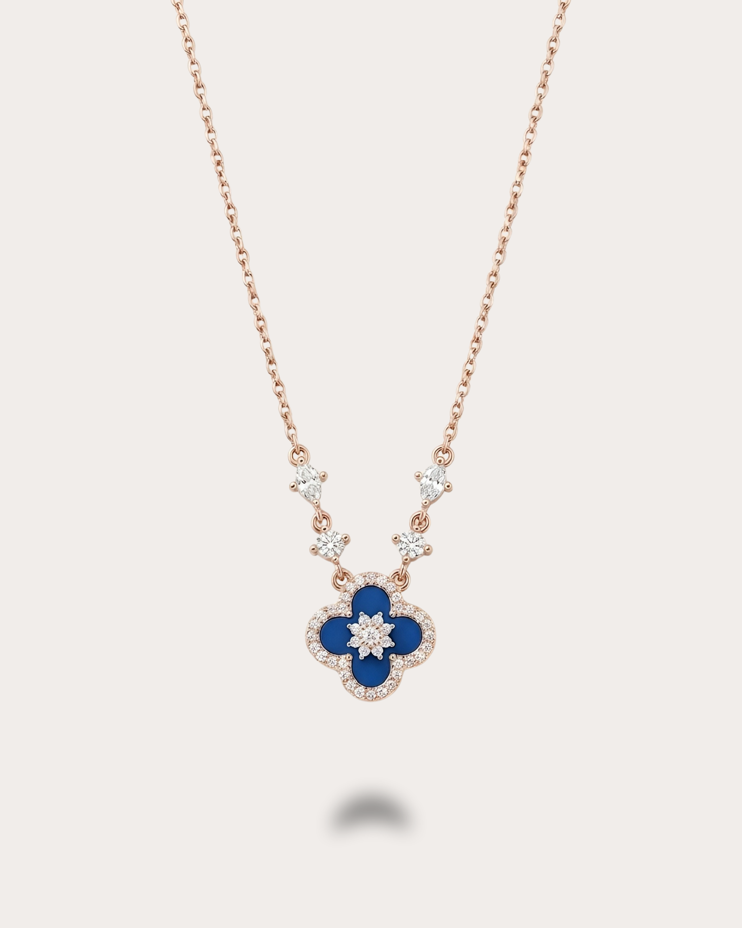 Blue Mother of Pearl-Clover Necklace