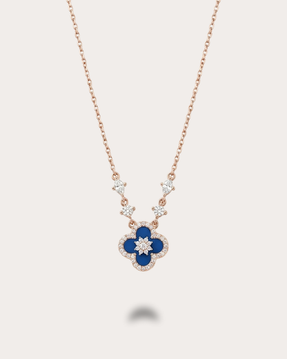Blue Mother of Pearl-Clover Necklace