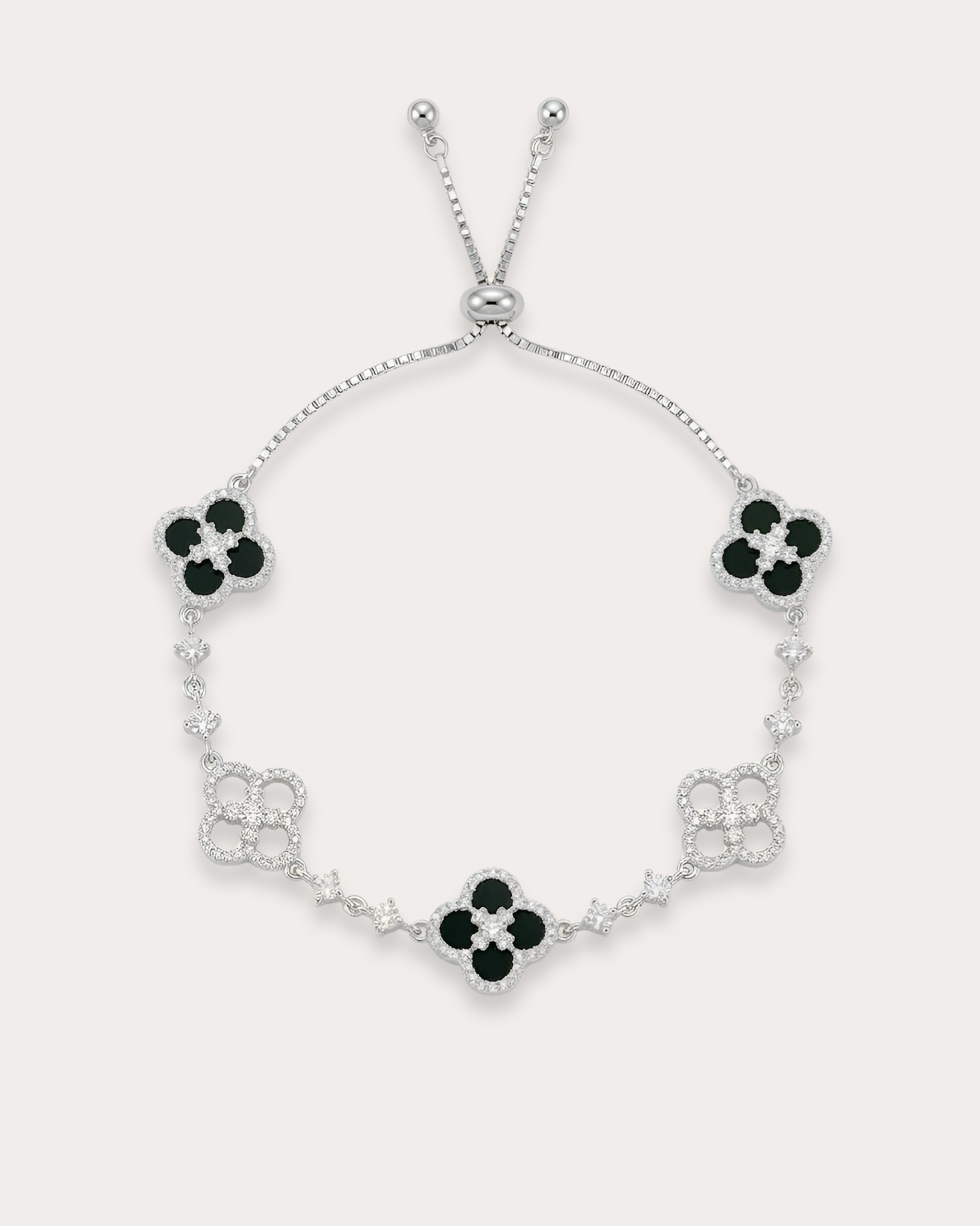 黑玛瑙四叶草手链｜Black Onyx-Clover Bracelet