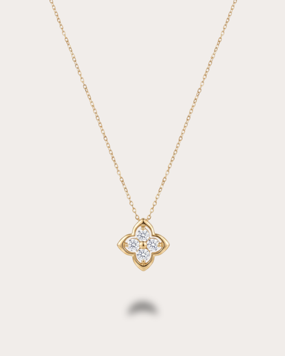 Crystal Bloom Necklace-Gold