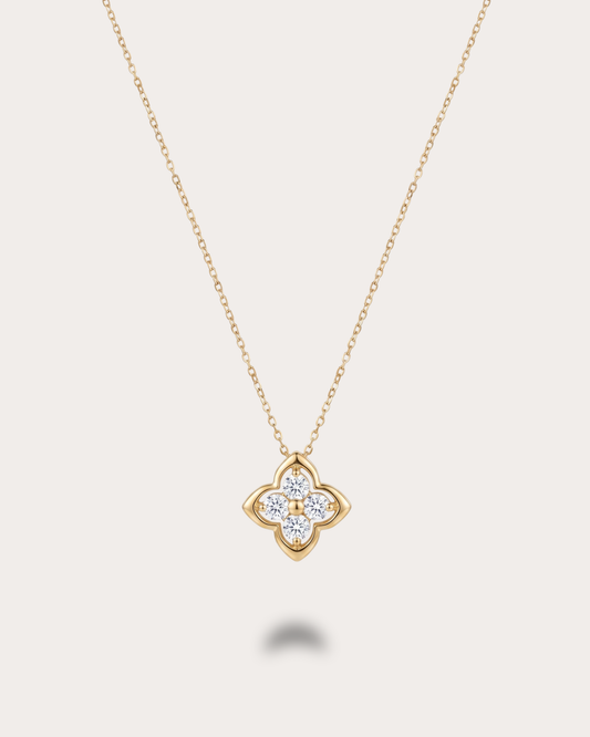 Crystal Bloom Necklace-Gold