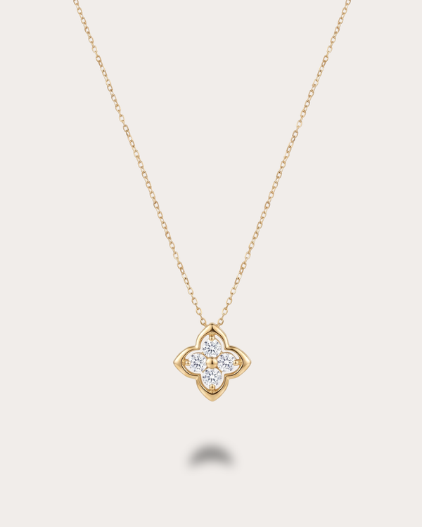 Crystal Bloom Necklace-Gold