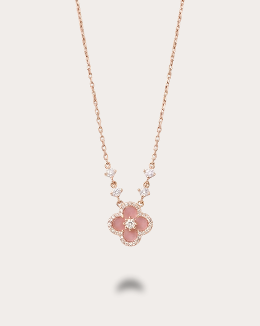 Pink Mother of Pearl-Clover Necklace