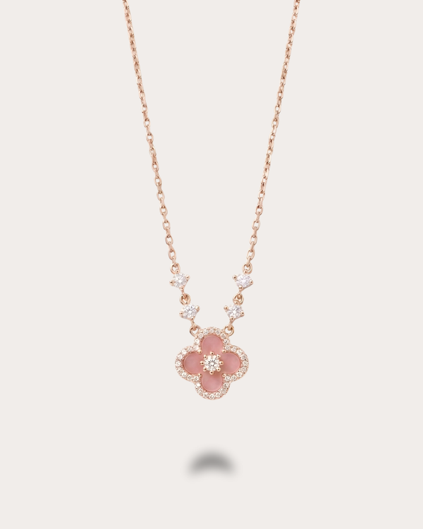 Pink Mother of Pearl-Clover Necklace
