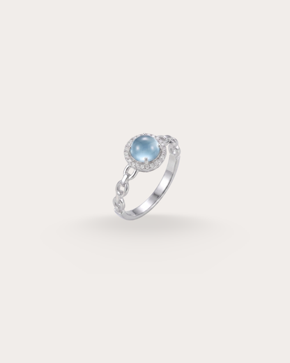 冰润蓝水星环翡翠戒指｜Icy Blue Water Halo Jade Ring