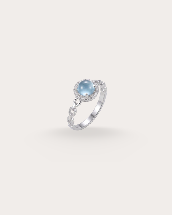 冰润蓝水星环翡翠戒指｜Icy Blue Water Halo Jade Ring