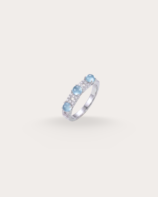 冰蓝星列翡翠戒指｜Icy Blue Starlined Jade Ring
