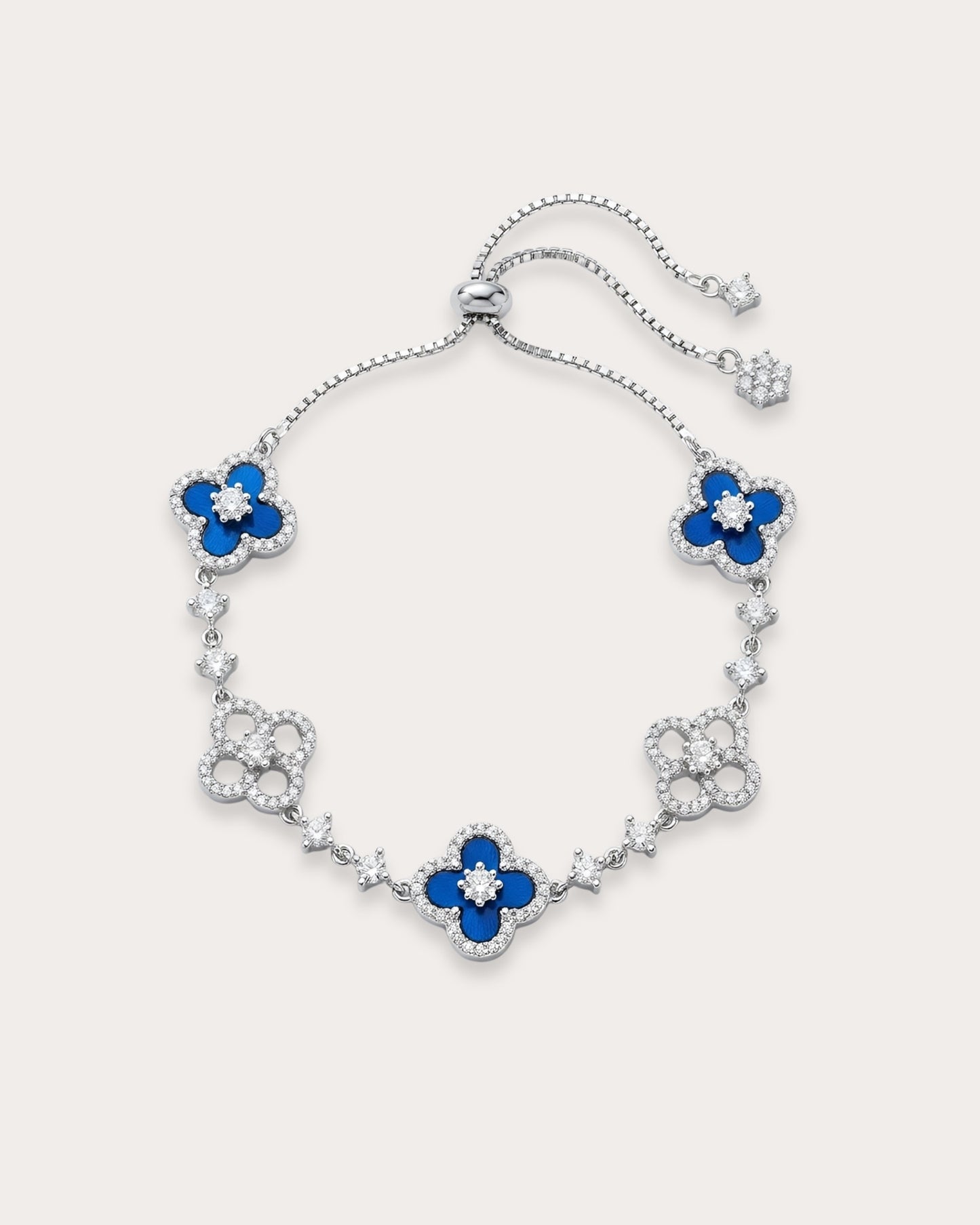 蓝贝母四叶草手链｜Blue Mother of Pearl-Clover Bracelet (Silver)
