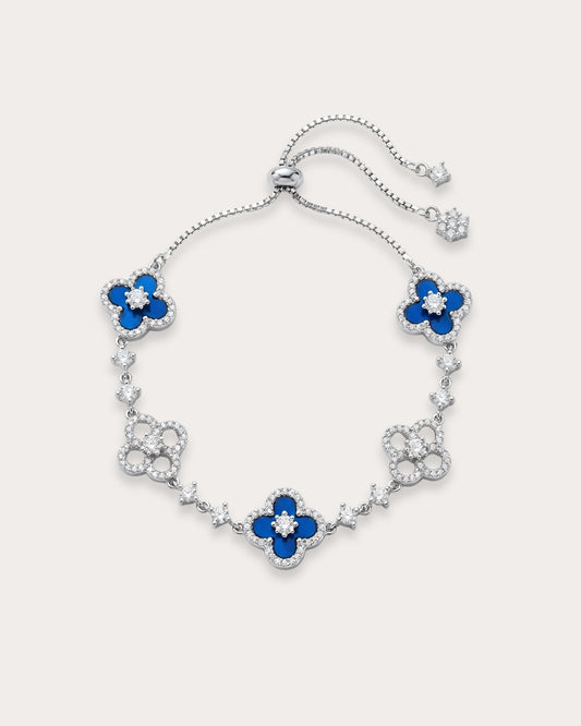 蓝贝母四叶草手链｜Blue Mother of Pearl-Clover Bracelet (Silver)