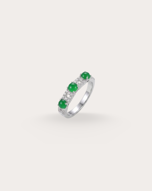 阳绿星列翡翠戒指｜Vivid Green Starlined Jade Ring