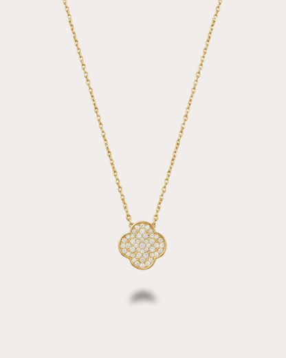 双面翡翠绿叶草项链 | Double-Sided Green Clover Necklace