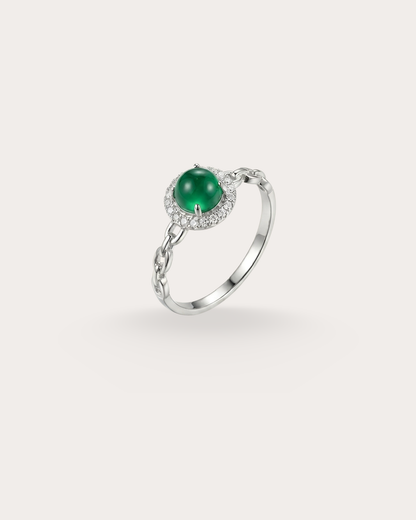 冰翠绿翡翠戒指 ｜Verdant Halo Jade Ring