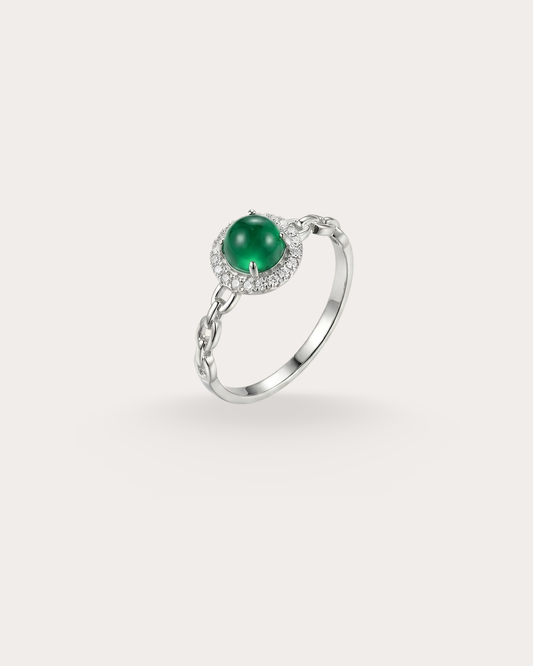 冰翠绿翡翠戒指 ｜Verdant Halo Jade Ring