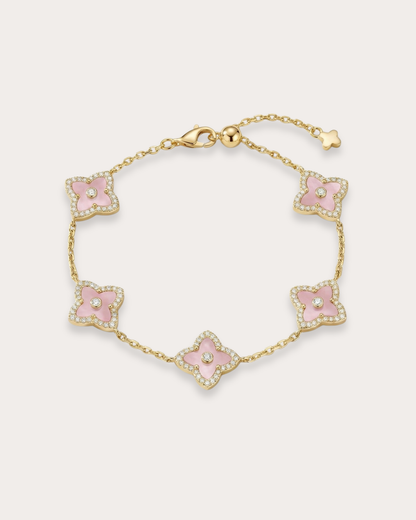 粉贝母四叶草手链 (Pink Pearl Clover of Luck Bracelet)