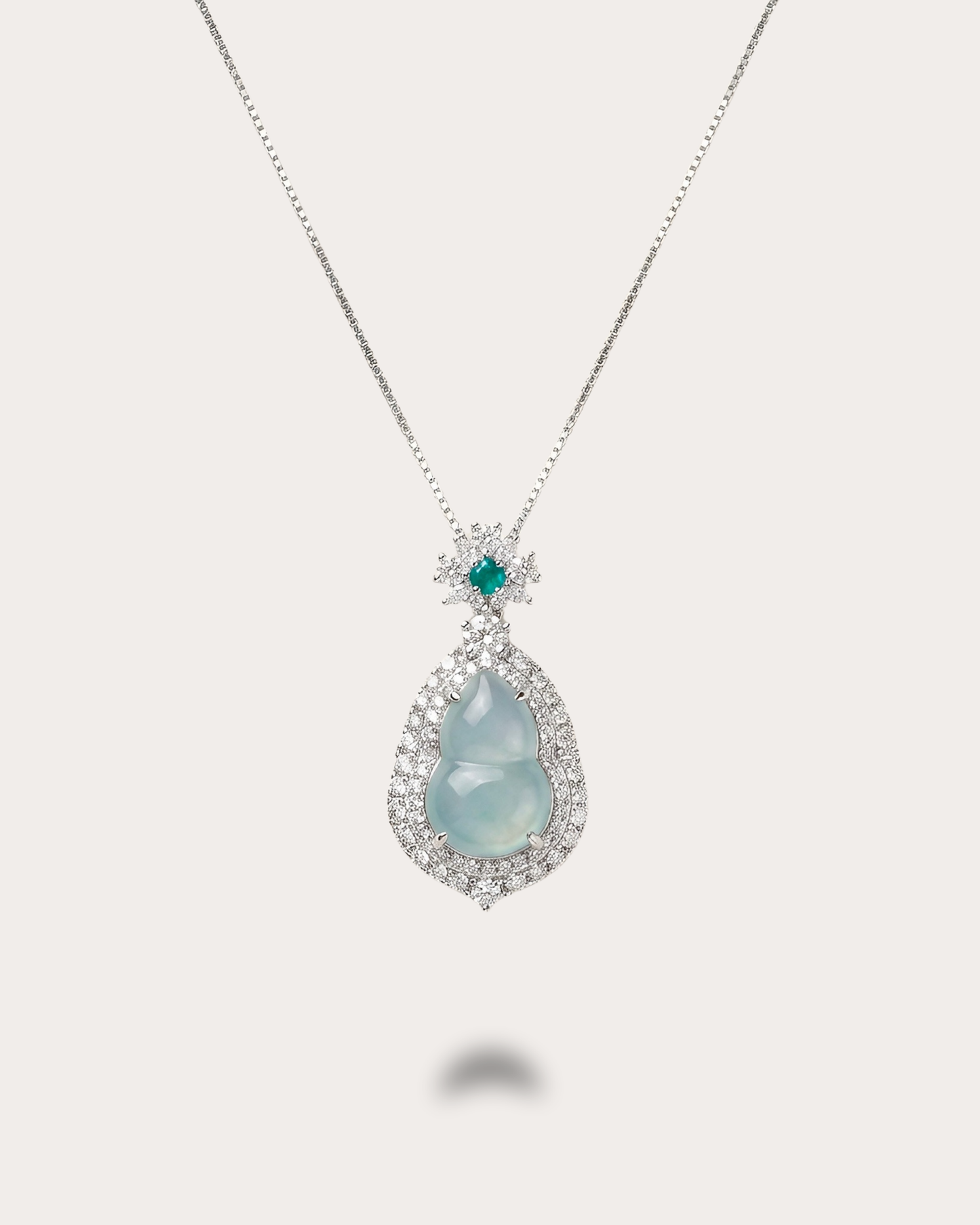 高冰蓝葫芦翡翠｜Blue Fortune Jade Gourd Necklace
