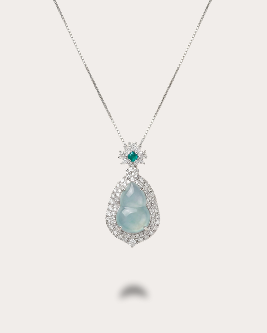 高冰蓝葫芦翡翠｜Blue Fortune Jade Gourd Necklace