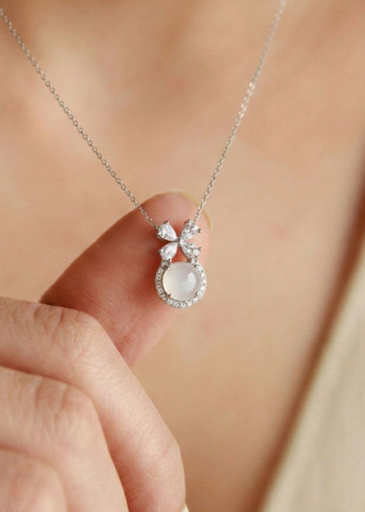蝴蝶扣蛋面｜ Aqua Butterfly Serenity Necklace