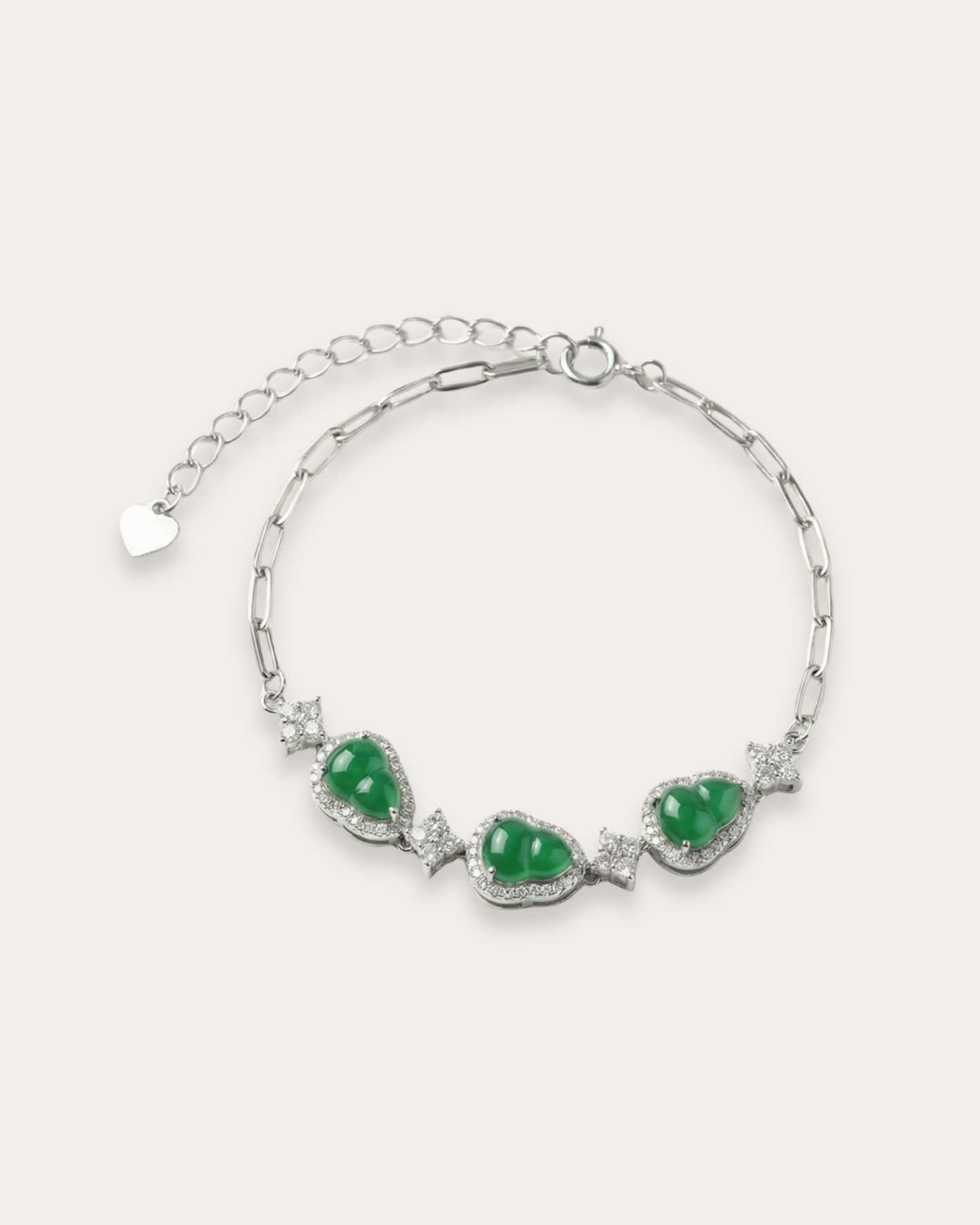 三福阳绿翡翠手链｜Triple Blessing Green Gourd Bracelet – Cui&Co