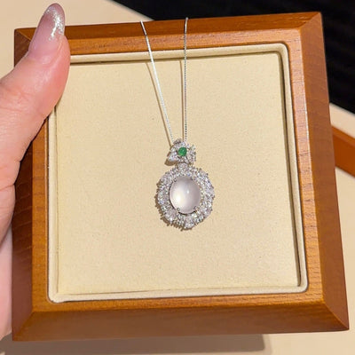 刚白大蛋面项链 (Aqua White Harmony Cabochon Necklace)