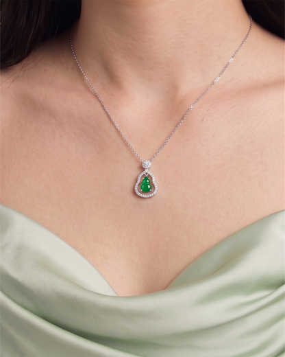 阳绿双层葫芦翡翠项链｜Double-Layer Bright Green Jade Gourd Necklace