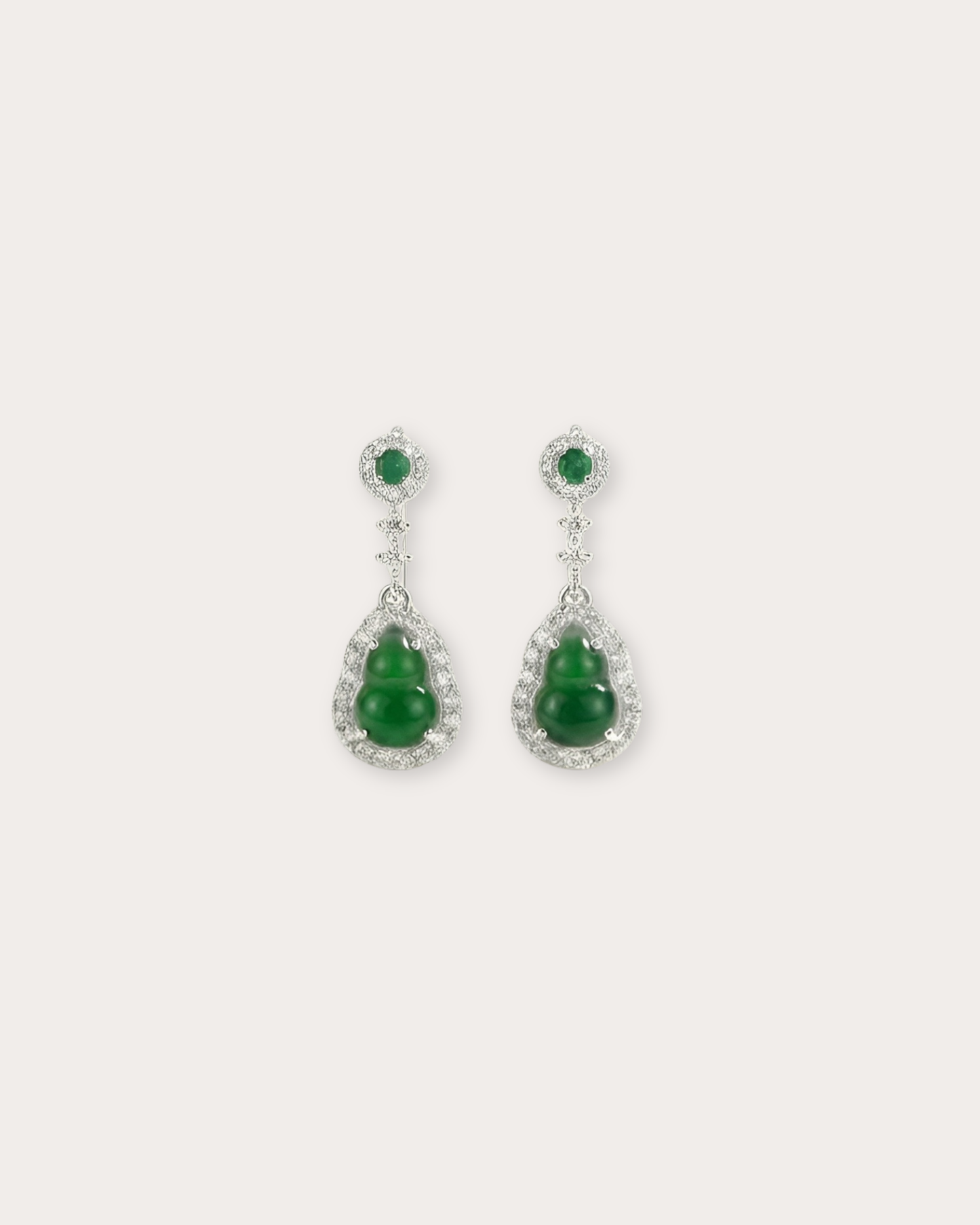 冰绿葫芦翡翠耳钉｜Icy Jade Gourd Stud Earrings