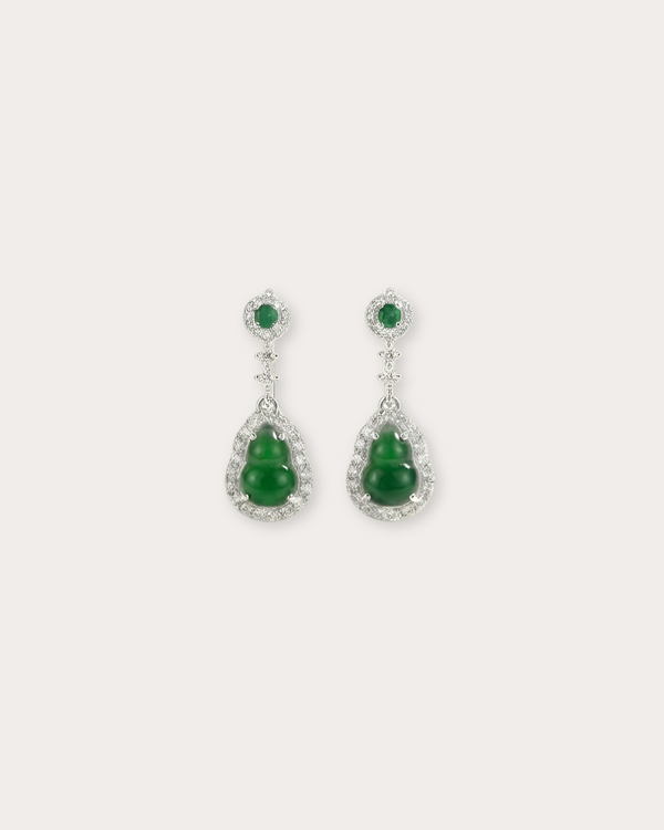 冰绿葫芦翡翠耳钉｜Icy Jade Gourd Stud Earrings