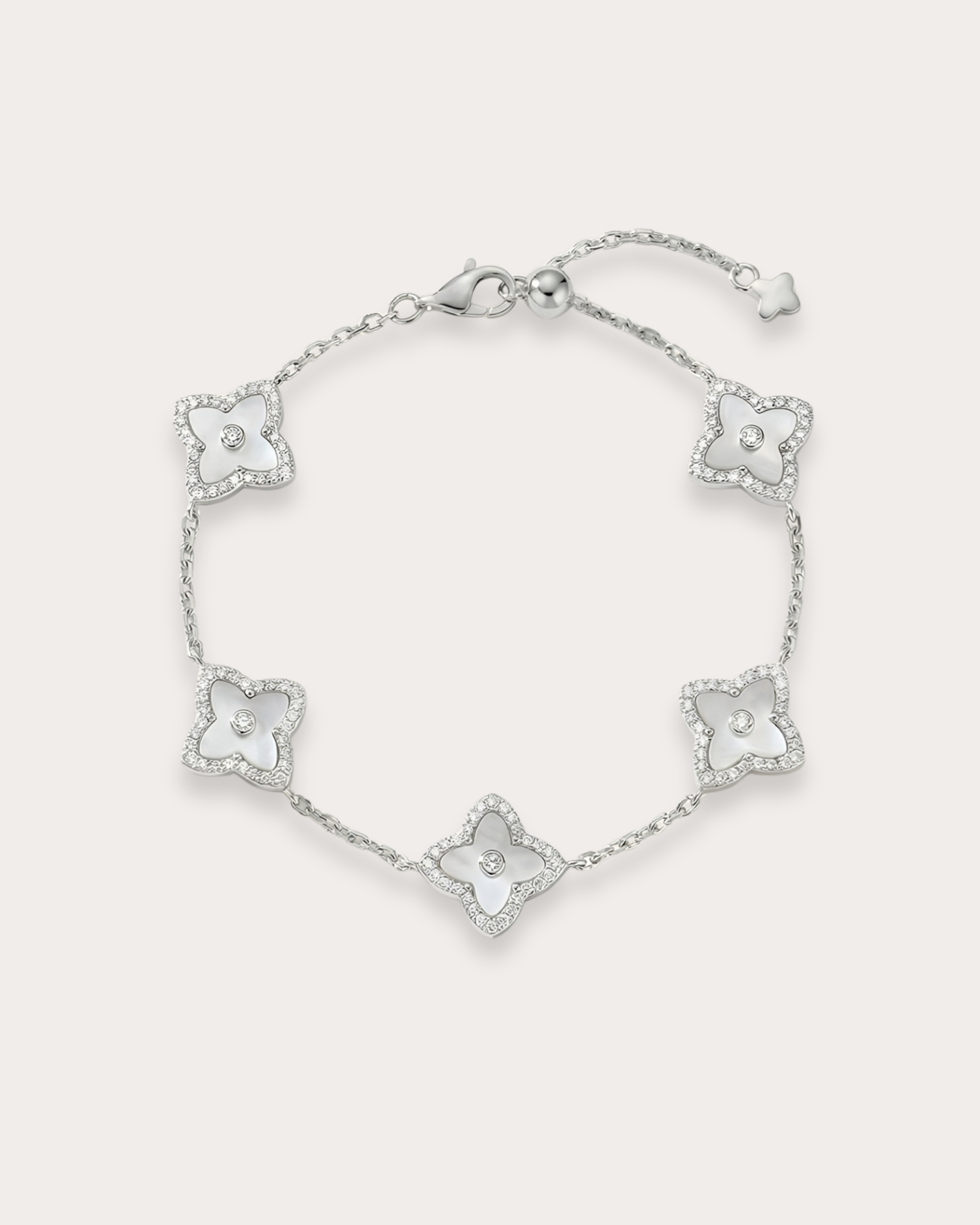 白贝母四叶草手链 (Ivory Pearl Clover of Luck Bracelet)
