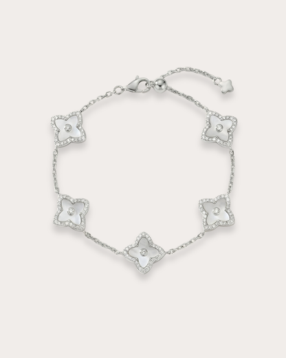 白贝母四叶草手链 (Ivory Pearl Clover of Luck Bracelet)