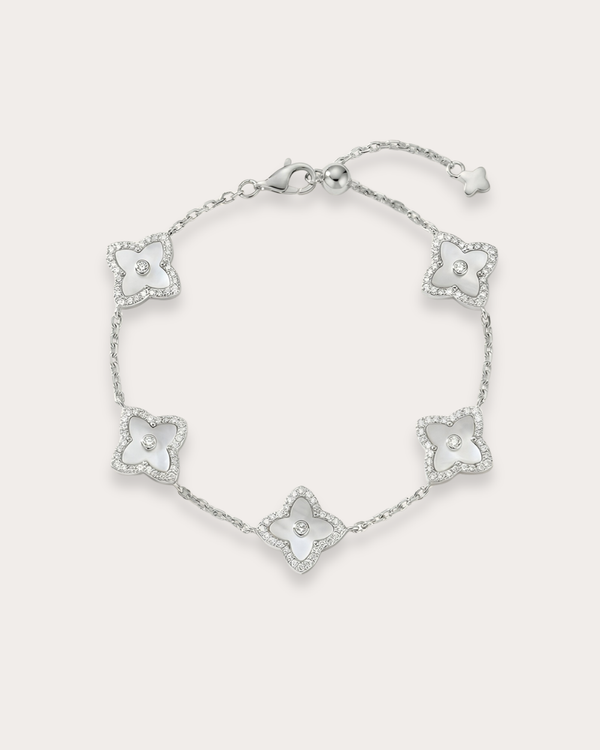 白贝母四叶草手链 (Ivory Pearl Clover of Luck Bracelet)